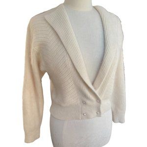 Vintage IB Diffusion Lambswool Angora Cardigan Chevron Pearl Fairy Balletcore-M